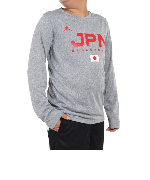 バスケ 日本代表 Tシャツ ジュニア 長袖 JPN 2023 W杯 グレー YGB7NBA2 