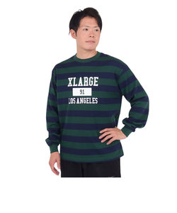 エクストララージ（XLARGE）COLLEGE LOGO STRIPED 長袖ボーダーTシャツ 101234011006-GREEN