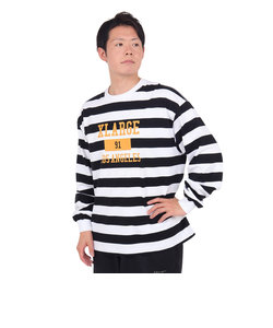 エクストララージ（XLARGE）COLLEGE LOGO STRIPED 長袖ボーダーTシャツ 101234011006-WHITE