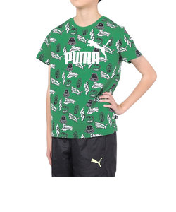 プーマ（PUMA）ジュニア ESS+ MID 90S AOP Tシャツ 681380 86 GRN