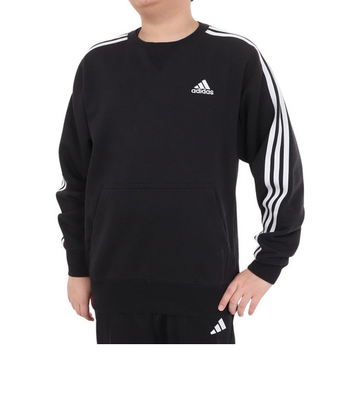 アディダス（adidas）キッズ エッセンシャルズ プラス ルーズフィット スリーストライプス フレンチテリー スウェットシャツ KWF33-JE1713