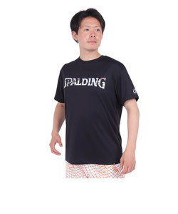 スポルディング（SPALDING）バスケットボールウェア Tシャツ オーバーラップド カモ ロゴ SMT24004BK 速乾 UVカット