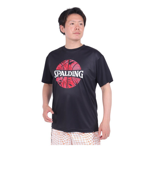 スポルディング（SPALDING）バスケットボールウェア Tシャツ ネオン トロピカル ボール プリント SMT24008BK 速乾 UVカット