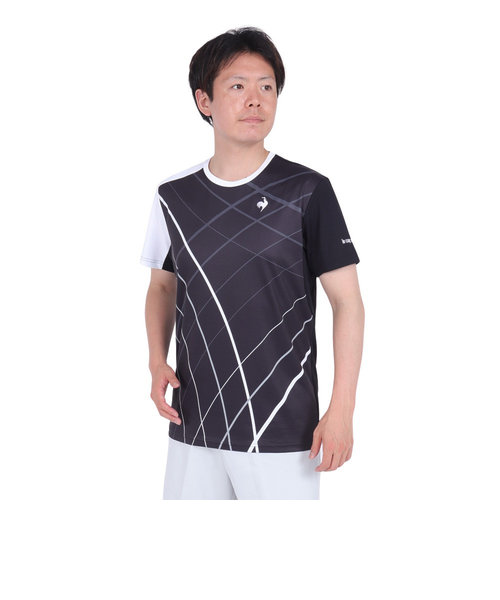 ルコックスポルティフ（lecoqsportif）テニスウェア サンスクリーングラフィックゲームシャツ QTMXJA90 BK 速乾
