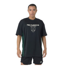ニューバランス（new balance）バスケットボールウェア コートグラフィック ディンプルメッシュ 半袖Tシャツ AMT45070BK 速乾