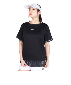 フィラ（FILA）テニスウェア レディース 総柄 フェイク半袖Tシャツ FL6842-08 速乾