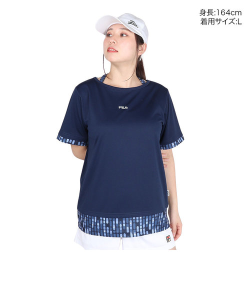 フィラ（FILA）テニスウェア レディース 総柄 フェイク半袖Tシャツ 