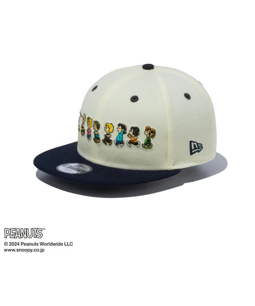 ニューエラ（NEW ERA）ユース 9FIFTY ピーナッツ フレンズ キャップ クロームホワイト ネイビーバイザー 14124288