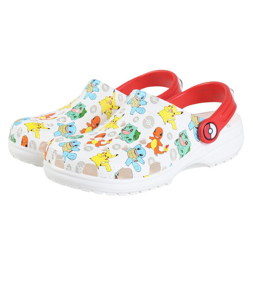 クロックス（crocs）ジュニアスポーツサンダル クラシックポケモンクロッグ ホワイト 207739-94S シャワーサンダル 軽量 通気性 お手入れ簡単