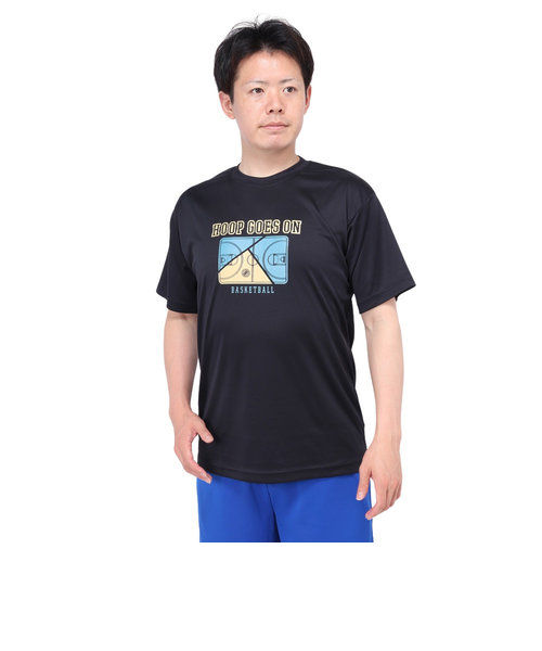 エックスティーエス（XTS）バスケットボールウェア ドライプラス HOOP GOES ON 半袖Tシャツ 751TS4ES0013BLK 速乾
