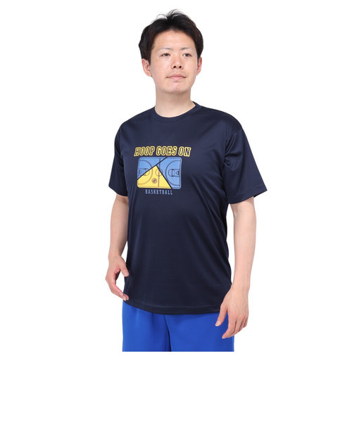 エックスティーエス（XTS）バスケットボールウェア ドライプラス HOOP GOES ON 半袖Tシャツ 751TS4ES0013NVY 速乾