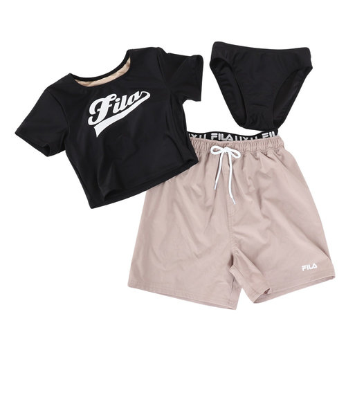 フィラ（FILA）水着 ジュニア 女の子 フロントロゴ 3点セット UVカット 124661BK