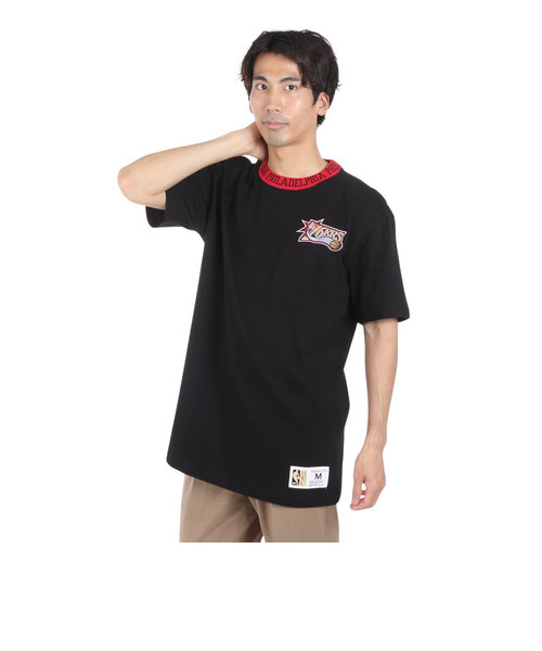 ジャガード リンガー 半袖Tシャツ TCRW6601-P76BLCK