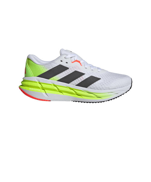アディダス（adidas）ランニングシューズ アディスター3 ホワイト イエロー IE8222  スニーカー クッション性 通気性 ジョギング マラソン 