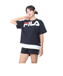 フィラ（FILA）水着 4点セット ジュニア ガールズ ラッシュガード ロゴTシャツ付き タンキニ 324601-BK