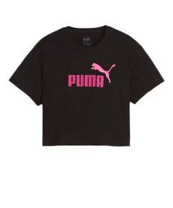 プーマ（PUMA）キッズ ガールズ ロゴ クロップド 半袖 Tシャツ 681319 94 BLK