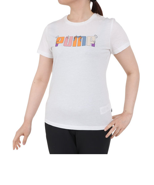 プーマ（PUMA）ESS+ ロゴ グラフィック Tシャツ 681231 02 WHT