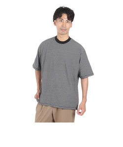 ヘルスニット（Healthknit）ナローボーダー ワイド クルーネック 半袖Tシャツ 51033 BLK/NAT