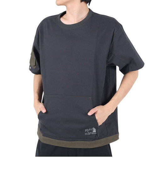 クリフメイヤー（KRIFF MAYER）半袖Tシャツ ROKXコラボ クルーネックキャンプシャツ 2245109-19:BLACK ブラック