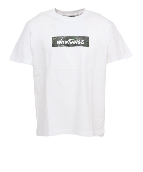 ワイルドシングス（WILD THINGS）半袖Tシャツ パターン ボックス ロゴ半袖Tシャツ WT23046K-WHITE ホワイト