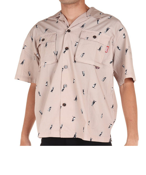 コールマン（Coleman）カジュアルシャツ 半袖 総柄プリントシャツ X9335A BEG ベージュ