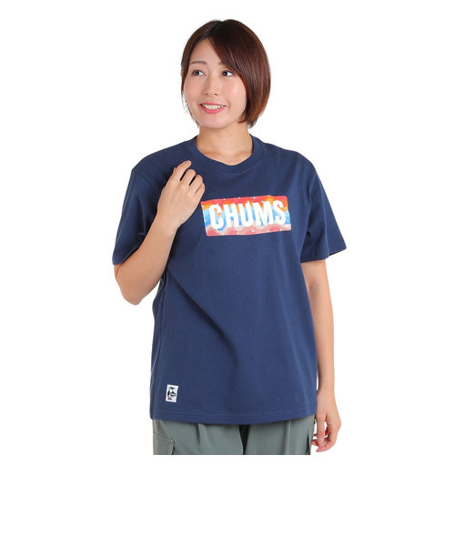 チャムス（CHUMS）半袖Tシャツ ロゴスターズアンドストライプTシャツ CH01-2388-N001 ネイビー