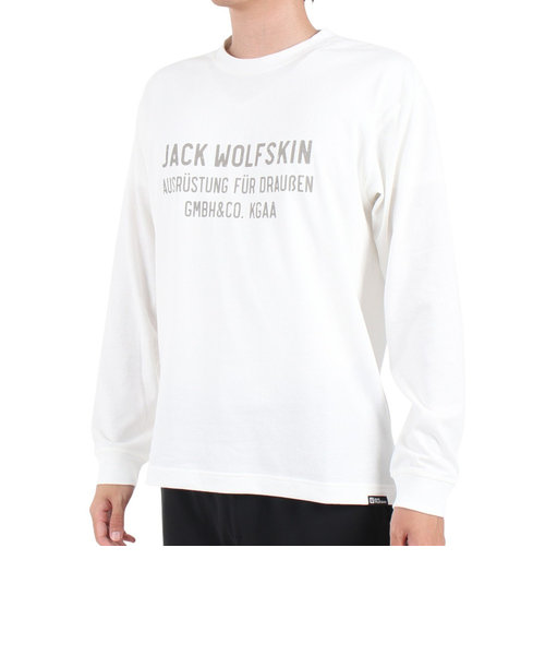 ジャックウルフスキン（JackWolfskin）長袖Tシャツ ロンT JP CORP SIGN 長袖Tシャツ 5032551-5055 ホワイト