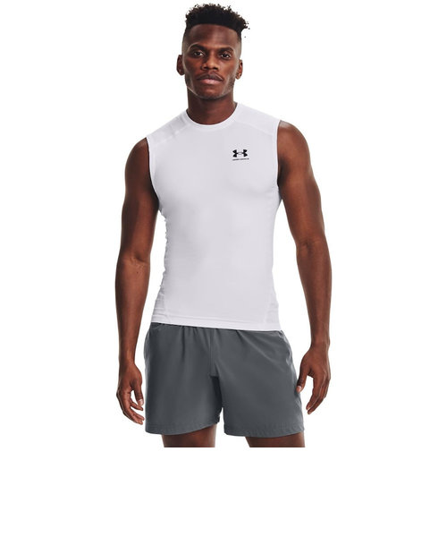 アンダーアーマー（UNDER ARMOUR）タンクトップ 防臭 ストレッチ 白 ヒートギア(夏向け) コンプレッション スリーブレス シャツ 1361522 …