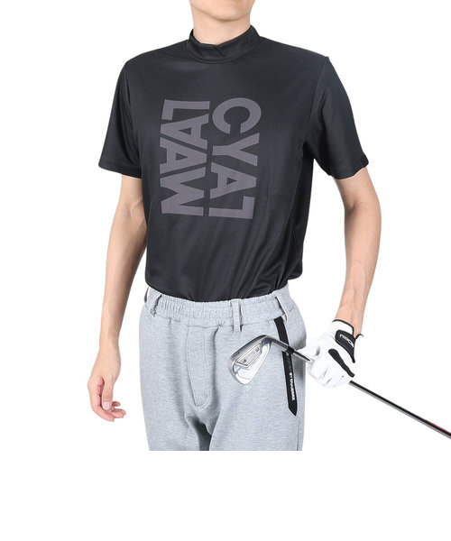 キャロウェイ（CALLAWAY）ゴルフウェア 吸汗速乾 ひんやり パターンロゴジャカード モックネック半袖Tシャツ C22134111-1010