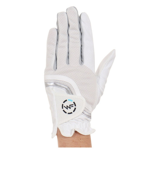 キャスコ（KASCO）ゴルフグローブ 左手用 夏 接触冷感 UVカット 吸汗 速乾 合成皮革 ウェザーフリー クール WFCF-2216 WH/GY