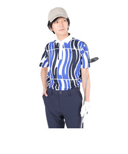 クランク（CLUNK）ゴルフウェア 冷感 吸汗速乾 氷撃総柄PT 半袖ポロシャツ CL5MTG21 BLU.