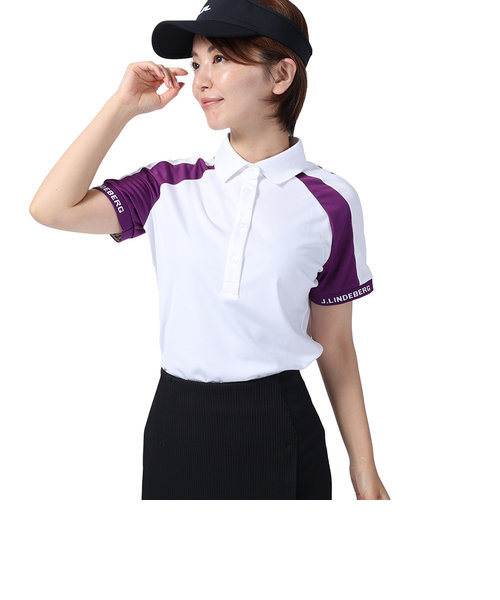 J.LINDEBERGゴルフウェア ストレッチ 吸水 速乾 半袖 カラーブロック ポロシャツ 072-27845-004