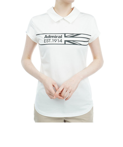 アドミラル ゴルフ（Admiral GOLF）ゴルフウェア バックファスナー ハーフジップ 半袖 Tシャツ ADLA328-WHT