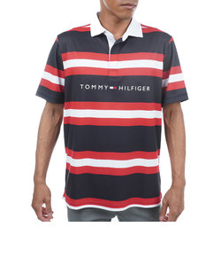 トミーヒルフィガー（TOMMY HILFIGER）ゴルフウェア ストライプ 半袖ラガーシャツ THMA302-NVY