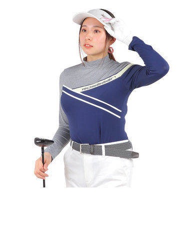 ROSASENゴルフウェア A-Line キルト風ジャガード長袖シャツ 048-27912