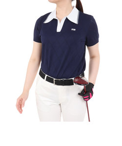 ROSASENゴルフウェア A-Line ビッグカラー針抜 半袖ポロシャツ 048-28341-098