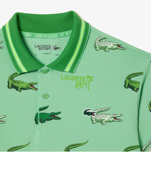 ラコステ（LACOSTE）ゴルフウェア ウルトラドライ 総柄ポロシャツ 