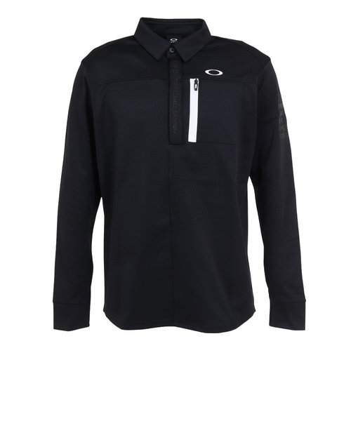 オークリー OAKLEY ゴルフウェア 黒 ジップアップシャツ 吸汗速乾 XL