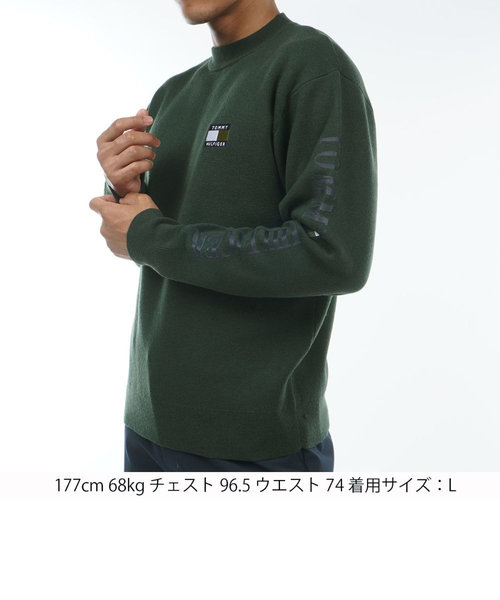 トミーヒルフィガー（TOMMY HILFIGER）スリーブロゴ モックネック