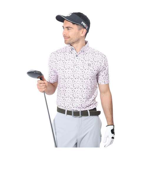 ゴルフウェア サクラソウプリント半袖ボタンダウンシャツ 81741 FJ-S24-S12