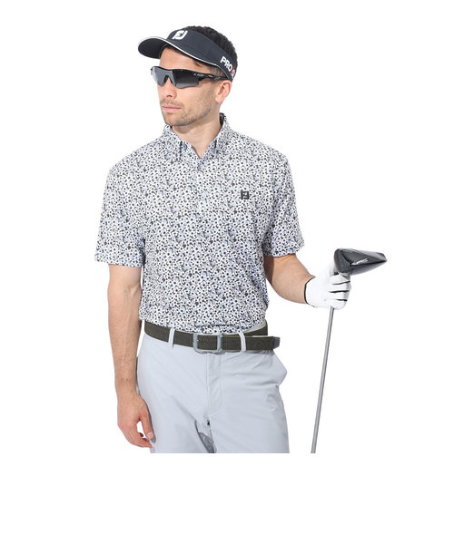 ゴルフウェア サクラソウプリント半袖ボタンダウンシャツ 81743 FJ-S24-S12