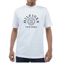 トミーヒルフィガー（TOMMY HILFIGER）ゴルフウェア カレッジロゴ 半袖モックシャツ THMA437-WHT