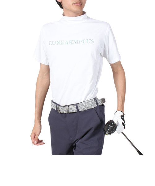 ゴルフ 半袖 RHINESTONE モックネックシャツ LAT-24005white x turquoise