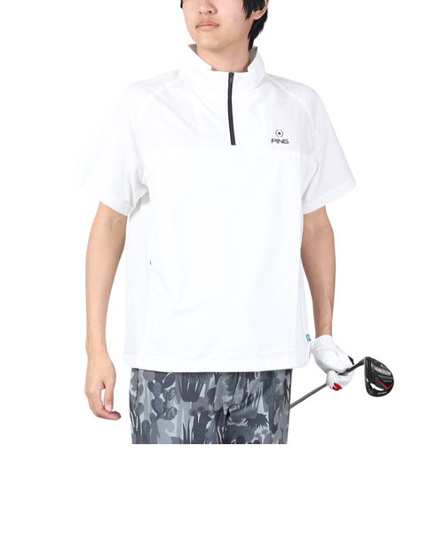 ピン（PING）ゴルフウェア 半袖 撥水ハーフジップシャツ 621-4111201-030