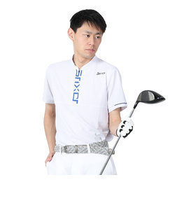 ゴルフウェア 半袖 吸汗速乾 接触冷感 ロゴプリント ジップアップシャツ RGMXJA06 WH00