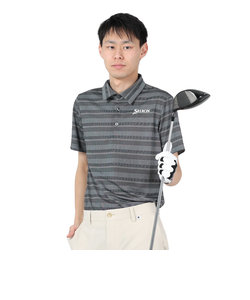 ゴルフウェア 半袖 松山英樹プロレプリカモデル 吸汗速乾 メッシュボーダープリントシャツ RGMXJA16 BKWH