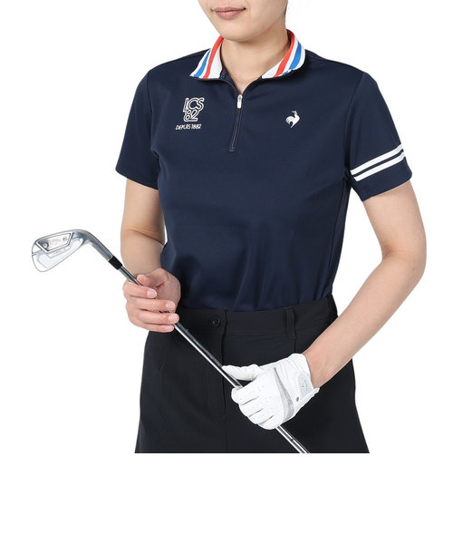 ルコックスポルティフ（lecoqsportif）ゴルフウェア 吸水速乾 ストレッチフォーサー ハーフジップ半袖シャツ QGWXJA02 NV00