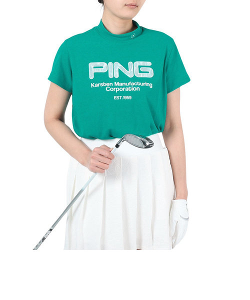 ピン（PING）ゴルフウェア 半袖 吸水速乾 モックネック ドライミックスストレッチハニカムハイネックシャツ 622-4167200-130