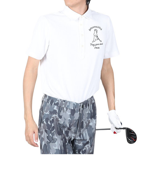 ピン（PING）ゴルフウェア 吸水速乾 ドライミックス裏毛半袖ポロシャツ 621-4160201-030