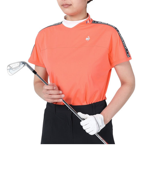 ルコックスポルティフ（lecoqsportif）ゴルフウェア 半袖 吸水速乾 ワイドフィット モックネック袖ラインシャツ QGWXJA01 OR00